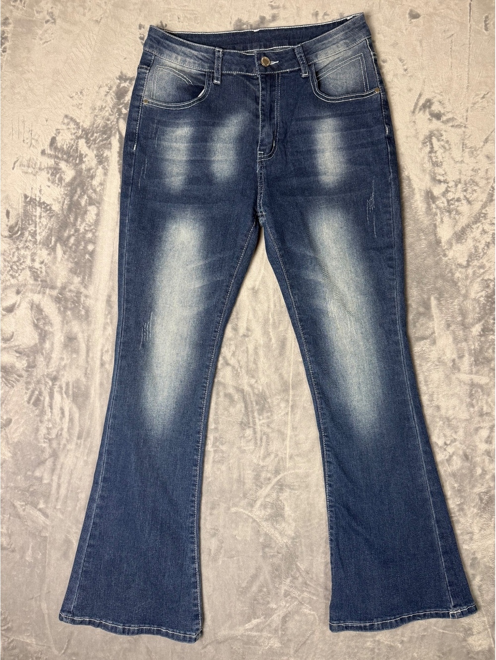 Unbranded Womens Sz 6/28 Y2K Bootcut Jeans Embroidered Flap Pockets Dark Wash